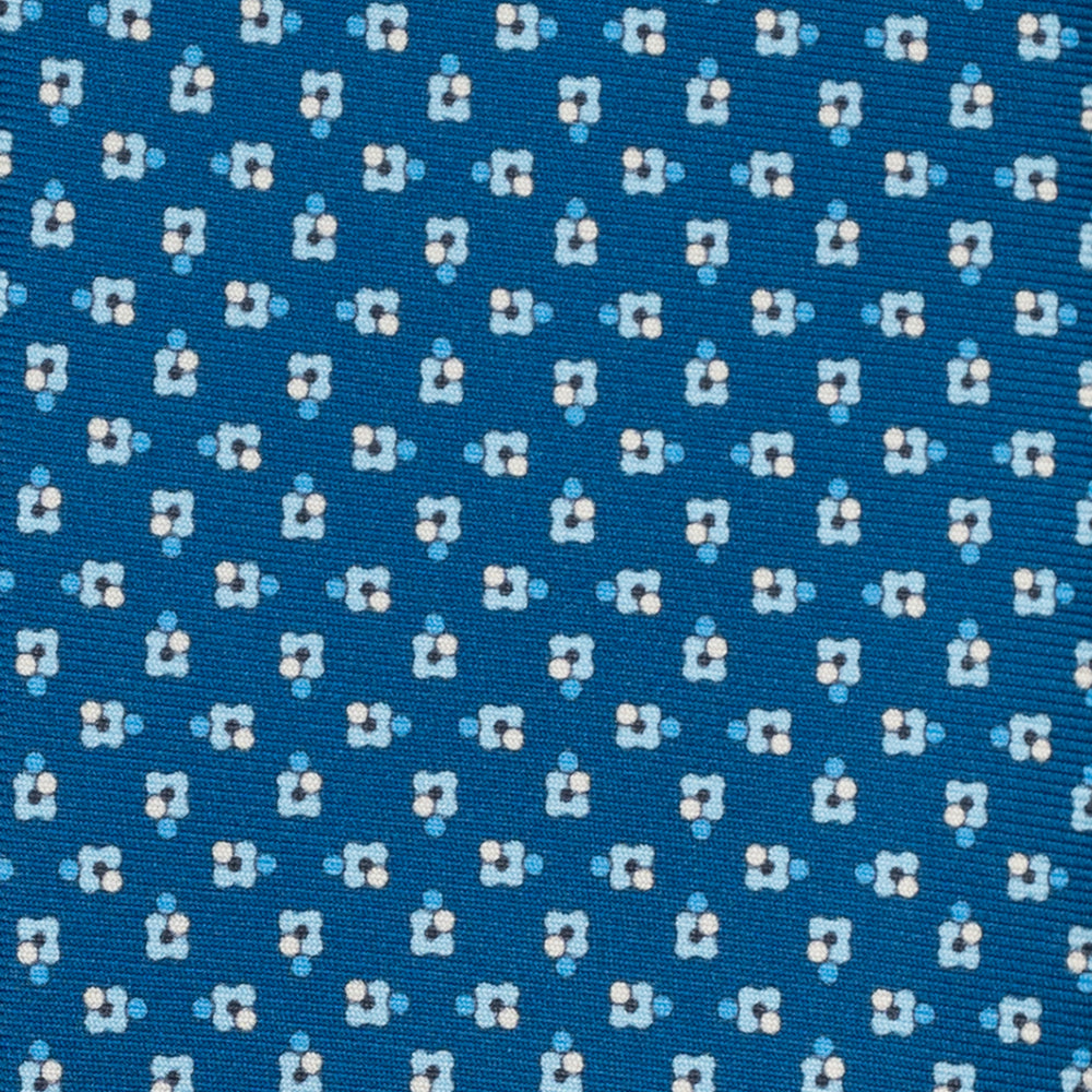 Cravatta 3 pieghe in Seta, Fantasia Floreale, Azzurro - JA057247-14