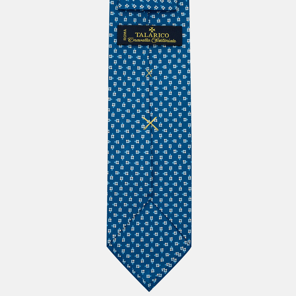 Cravatta 3 pieghe in Seta, Fantasia Floreale, Azzurro - JA057247-14