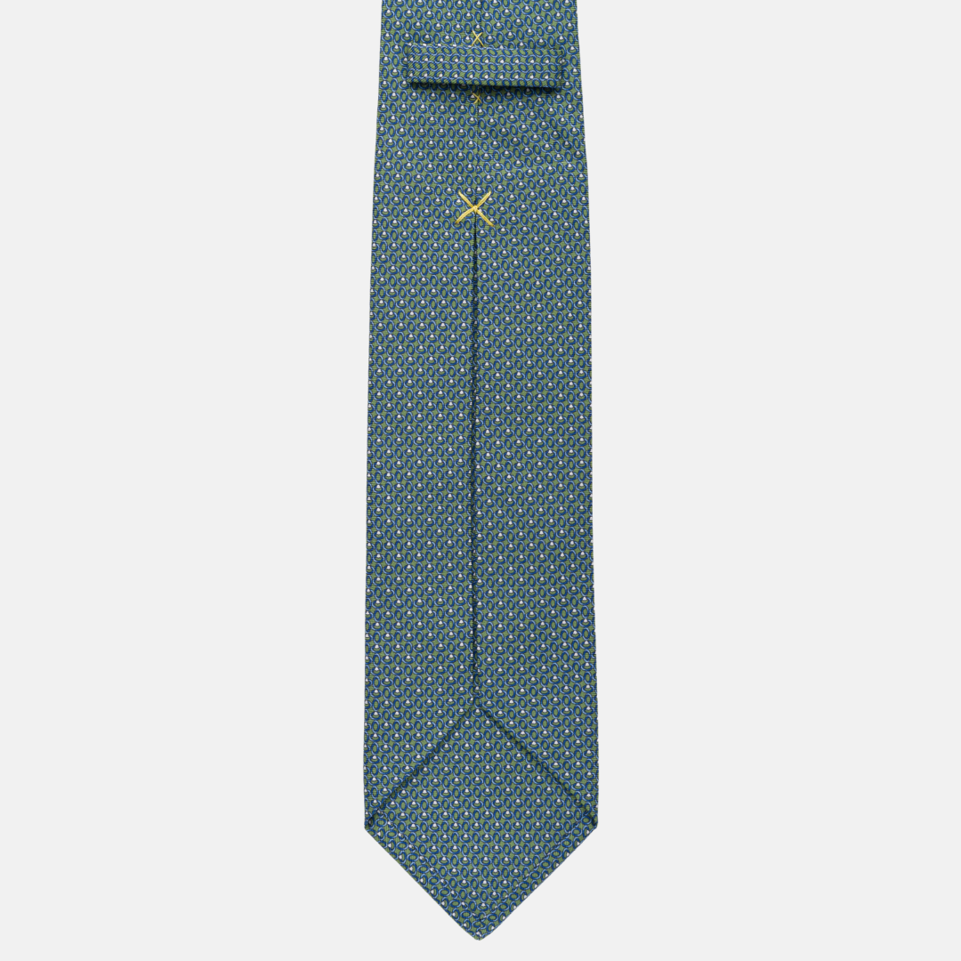 5-fold silk tie Green pattern