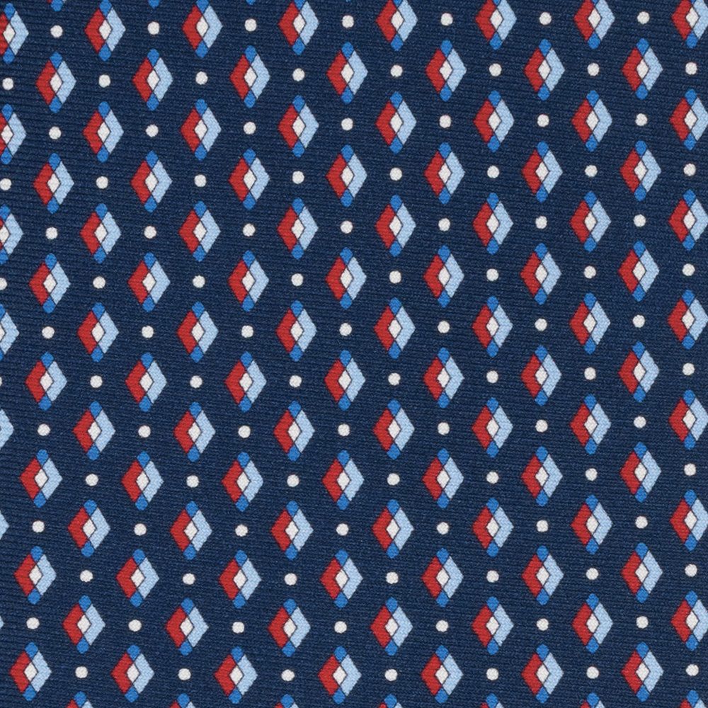 1999 Collection Tie in Heavy Silk Blue Geometric Pattern