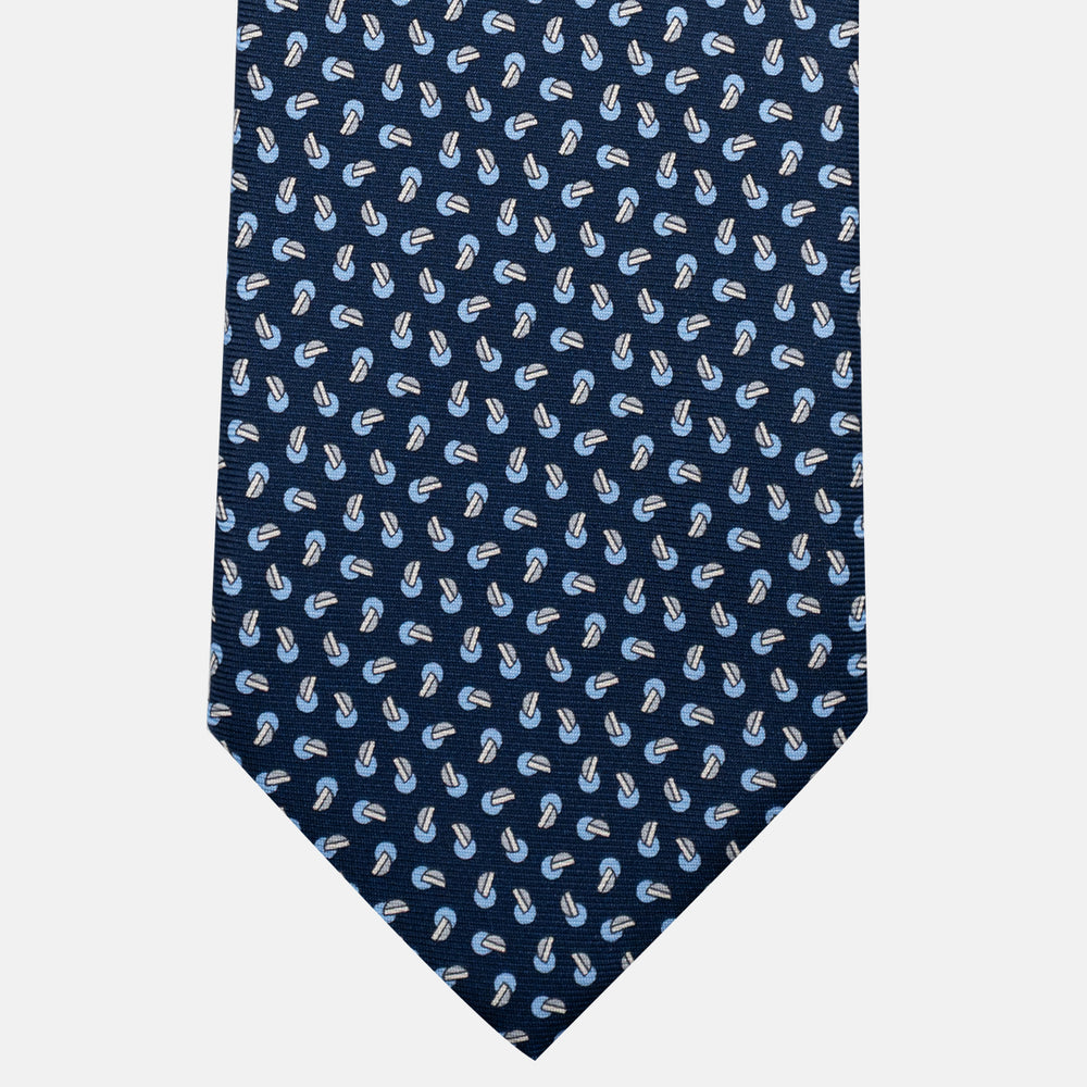 3-Fold Silk Tie, Micro Pattern, Blue and Grey - JA056129-15
