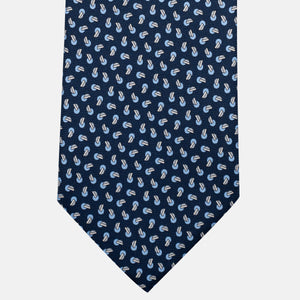 3-Fold Silk Tie, Micro Pattern, Blue and Grey - JA056129-15