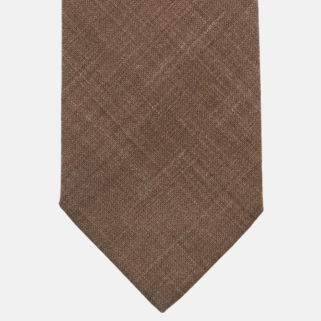 Brown Wool 3 Fold Tie