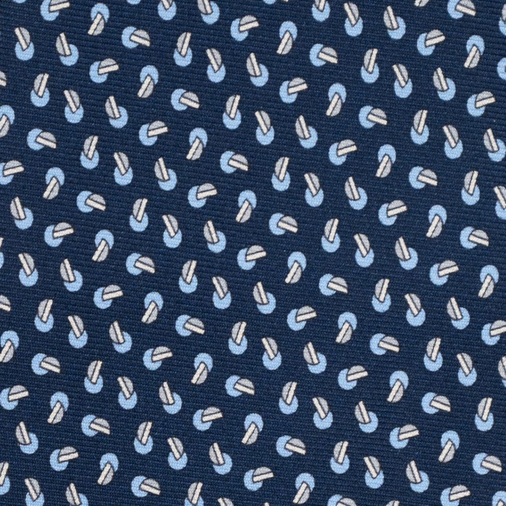 3-Fold Silk Tie, Micro Pattern, Blue and Grey - JA056129-15