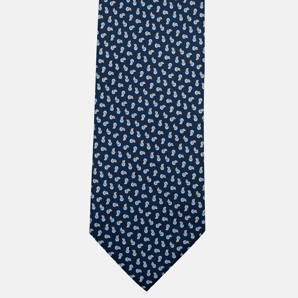 3-Fold Silk Tie, Micro Pattern, Blue and Grey - JA056129-15