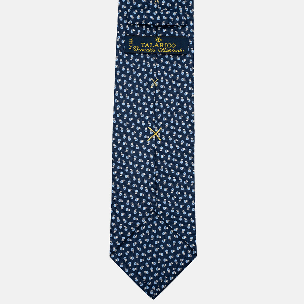 3-Fold Silk Tie, Micro Pattern, Blue and Grey - JA056129-15