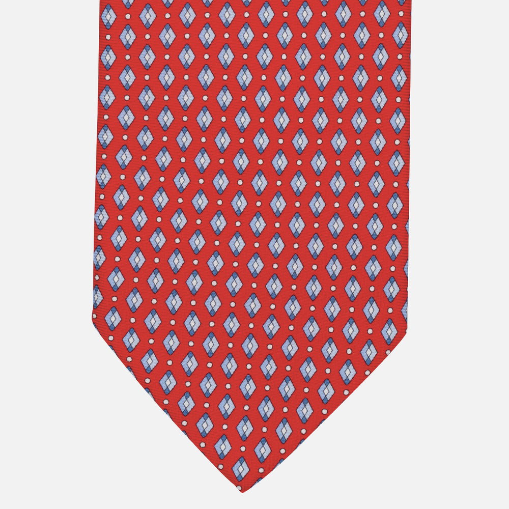 1999 Collection Tie in Heavy Silk Blue Geometric Pattern