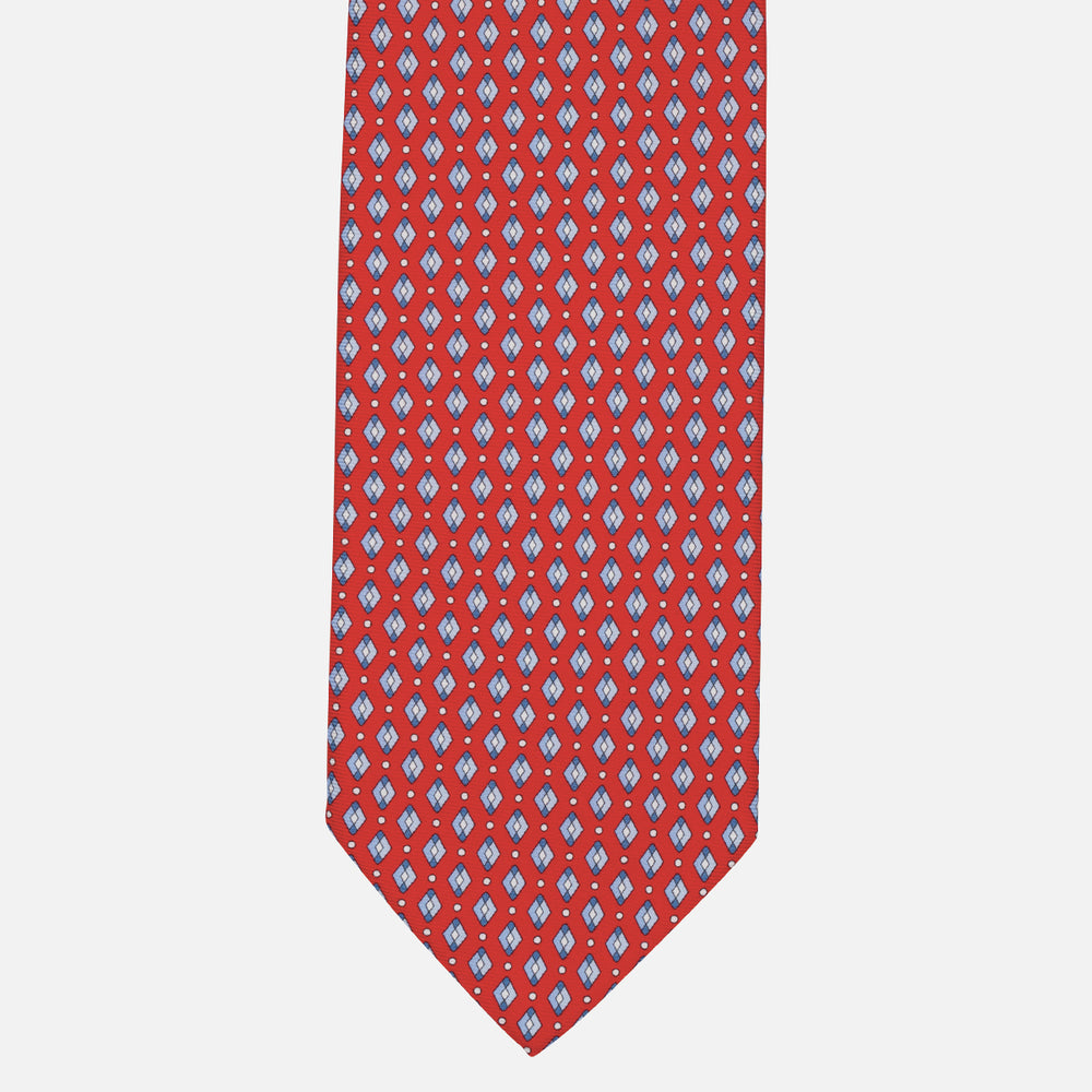 1999 Collection Tie in Heavy Silk Blue Geometric Pattern