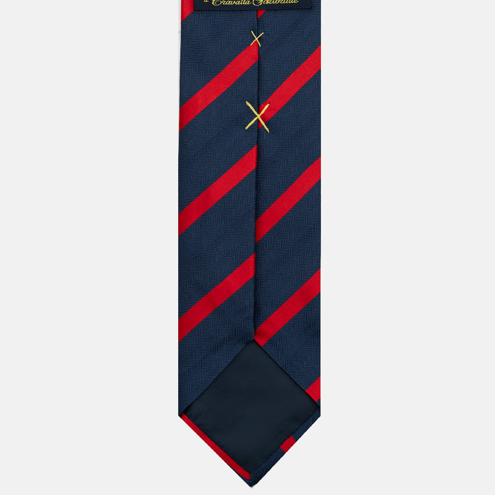 Cravatta in Seta Pesante Regimental, Blu Rosso - JA26062026-2