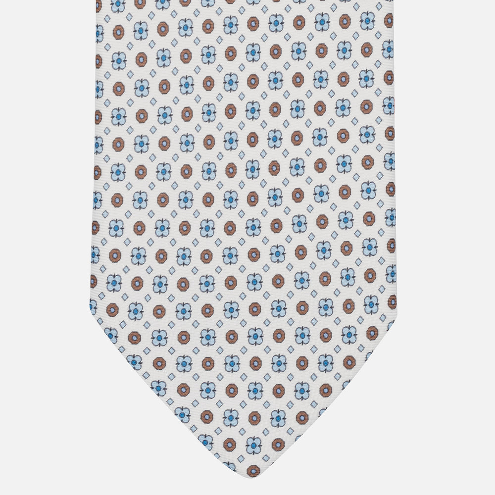 1999 Collection Tie in Heavy Silk Blue Geometric Pattern