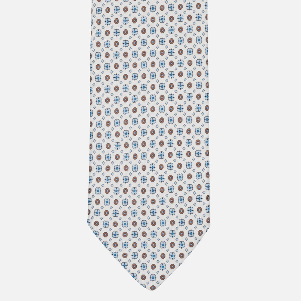 1999 Collection Tie in Heavy Silk Blue Geometric Pattern