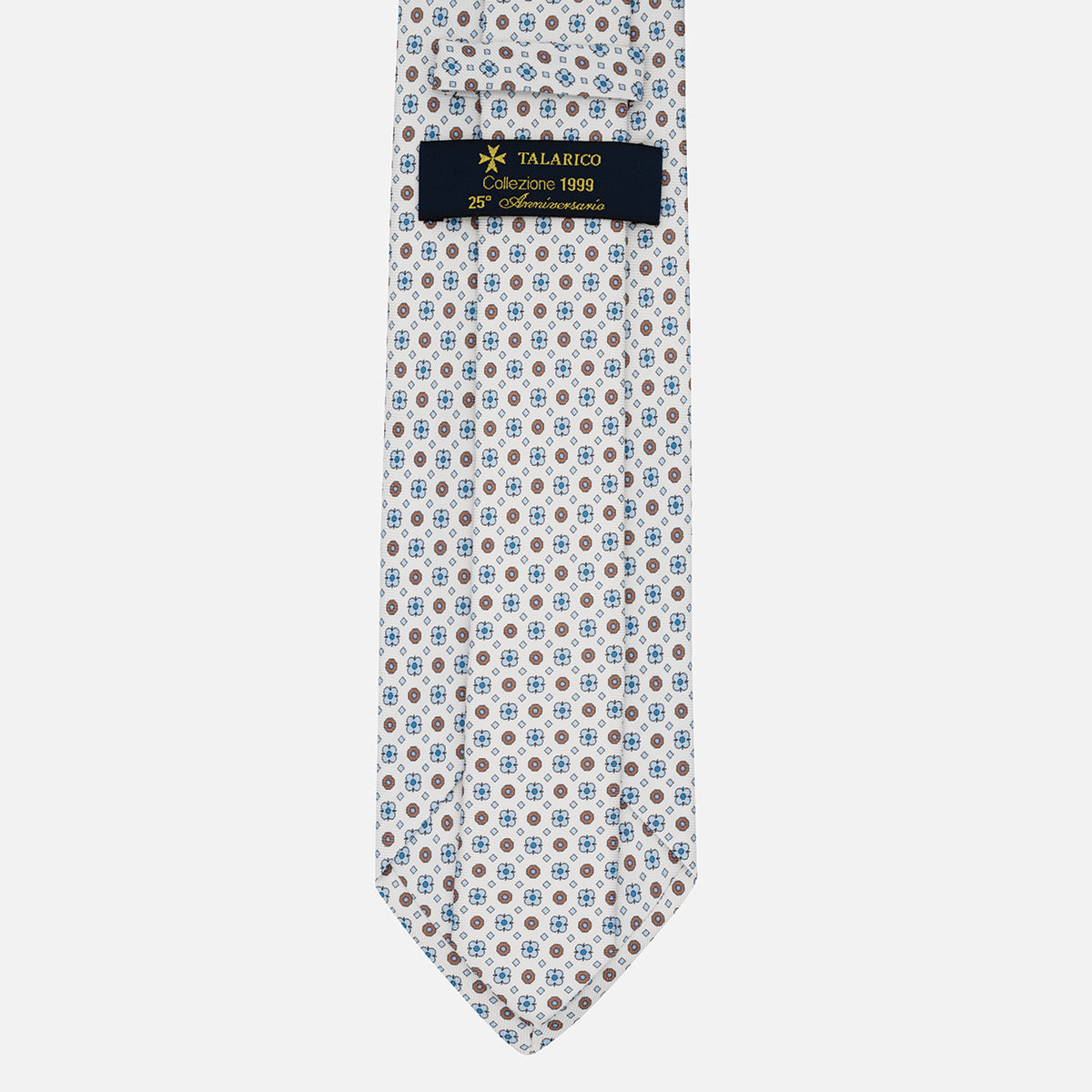 1999 Collection Tie in Heavy Silk Blue Geometric Pattern