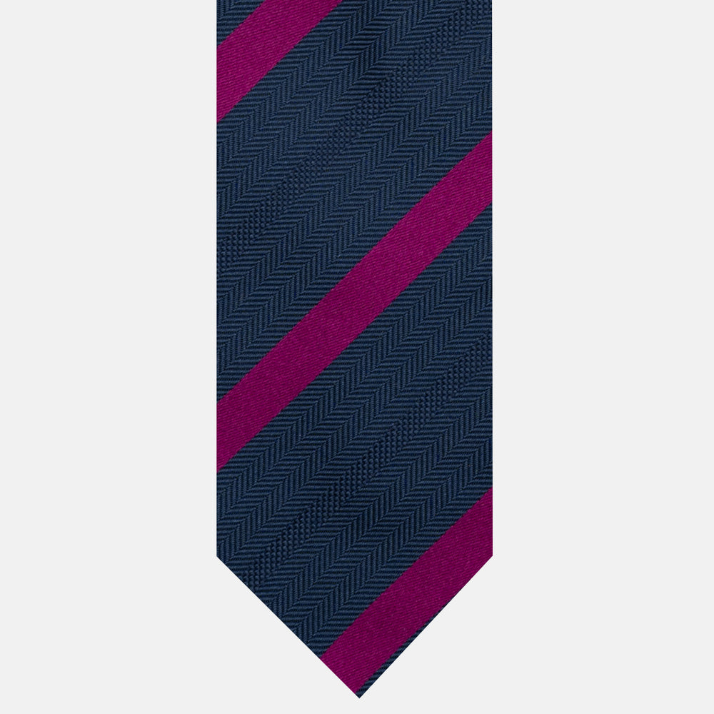 Cravatta in Seta Pesante Regimental, Blu Magenta - JA26062026-3
