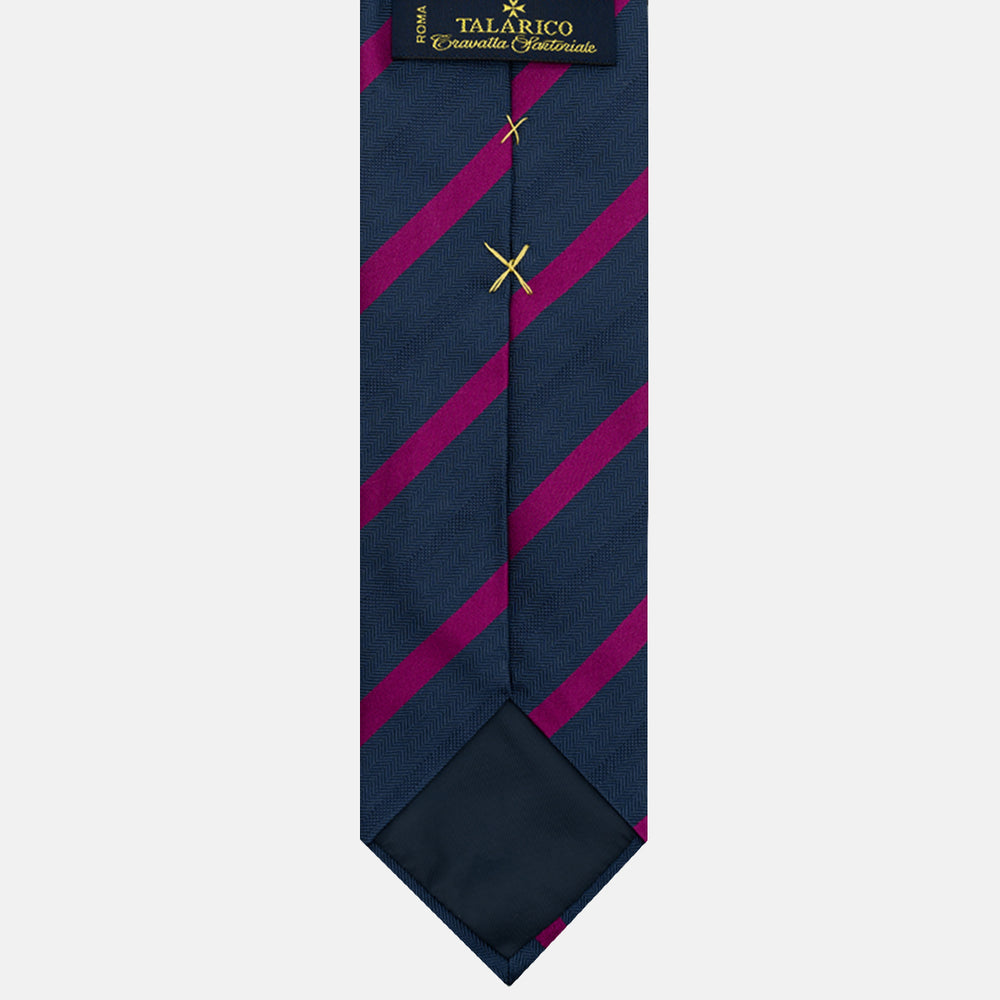 Cravatta in Seta Pesante Regimental, Blu Magenta - JA26062026-3