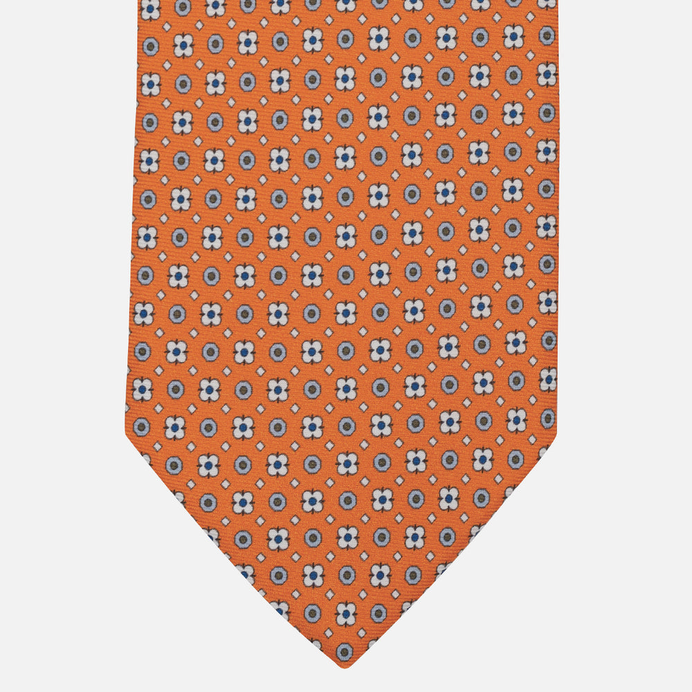 1999 Collection Tie in Heavy Silk Blue Geometric Pattern