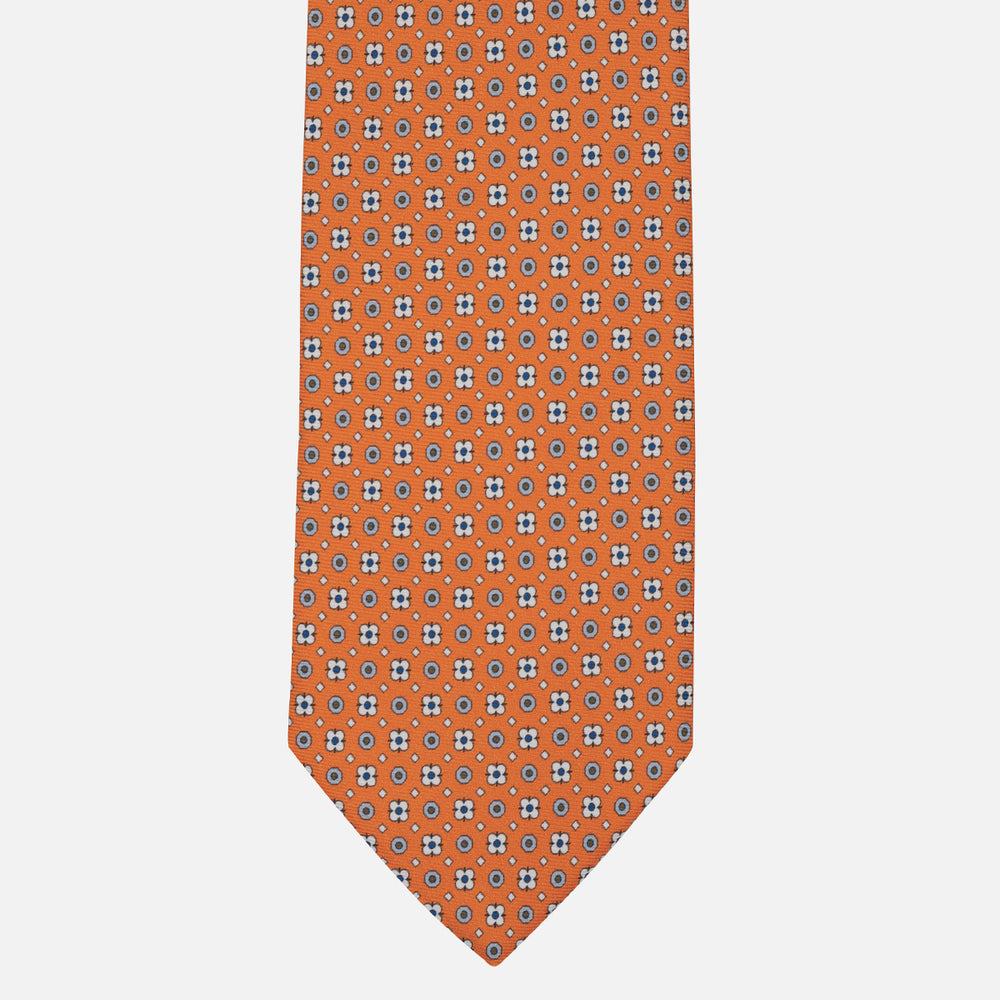1999 Collection Tie in Heavy Silk Blue Geometric Pattern