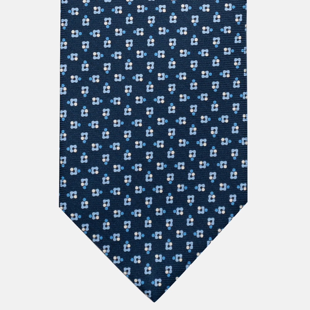 3-Fold Silk Tie, Floral Pattern, Light Blue - JA057247-1