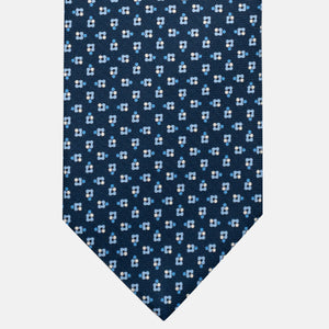 3-Fold Silk Tie, Floral Pattern, Light Blue - JA057247-1