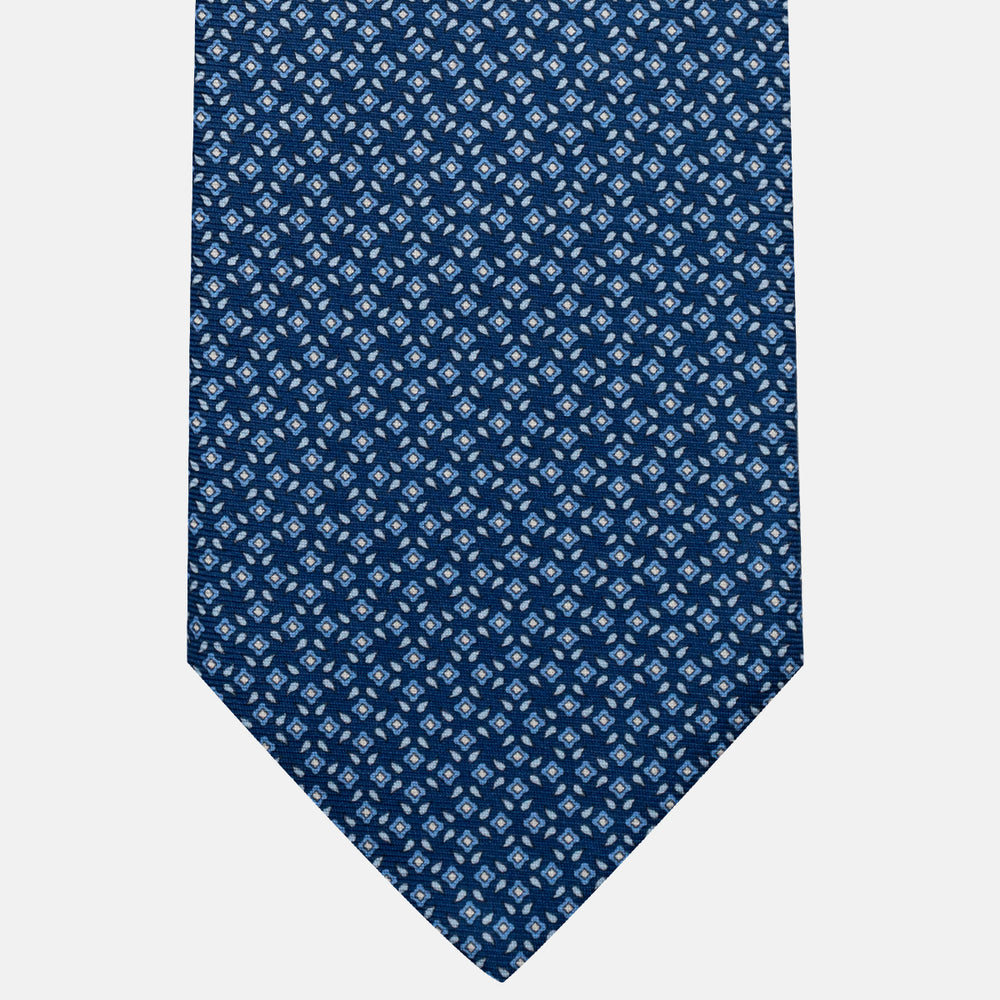 3-Fold Silk Tie, Floral Pattern, Light Blue - JA056130-1