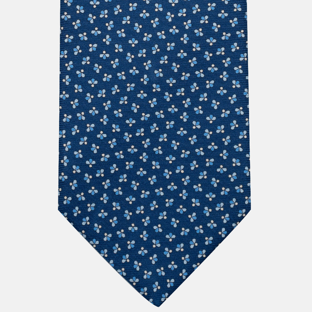 3-Fold Silk Tie, Bee Pattern, Light Blue - JA057246-1