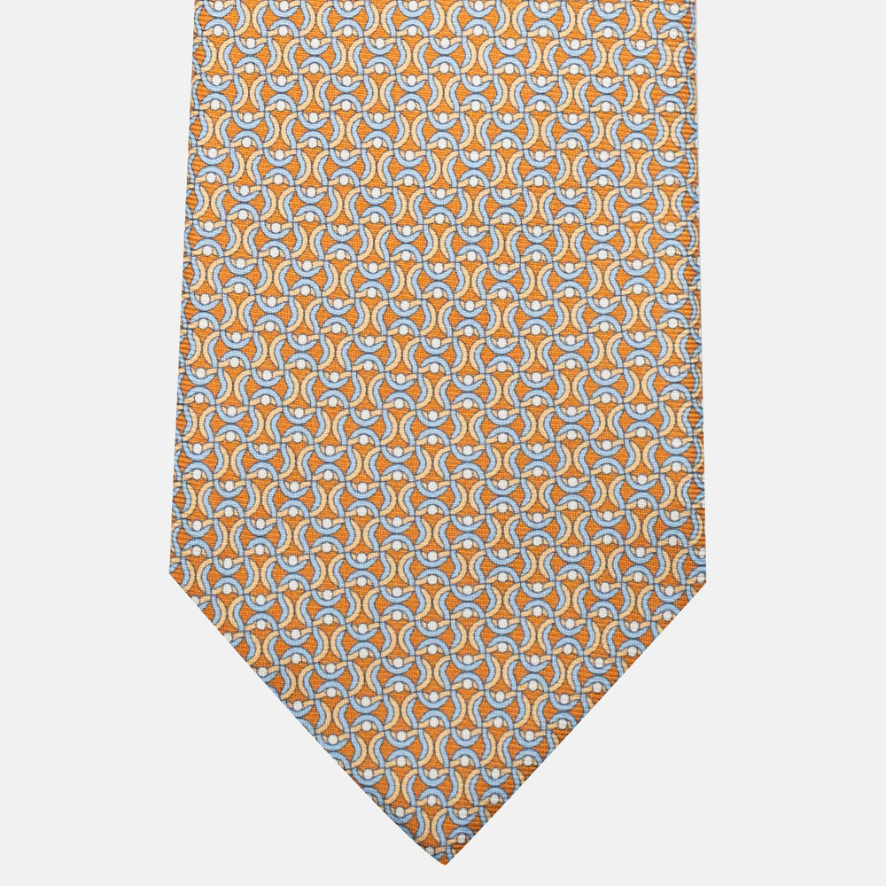 3-Fold Silk Tie, Geometric Pattern, Yellow - JA056334-1