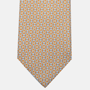 3-Fold Silk Tie, Geometric Pattern, Yellow - JA056334-1