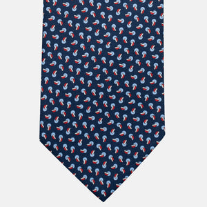 3-Fold Silk Tie, Micro Pattern, Blue and Red - JA056129-1