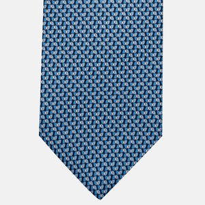 3-Fold Silk Tie, Geometric Pattern, Light Blue - JA056123-1