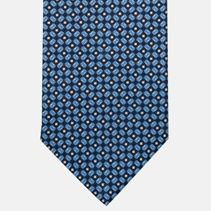3-Fold Silk Tie, Geometric Pattern, Light Blue - JA055920-1