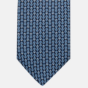3-Fold Silk Tie, Floral Pattern, Light Blue - JA056338-1