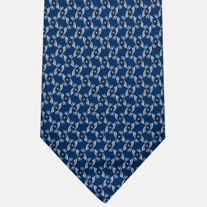 3-Fold Silk Tie, Floral Pattern, Light Blue - JA056337-1