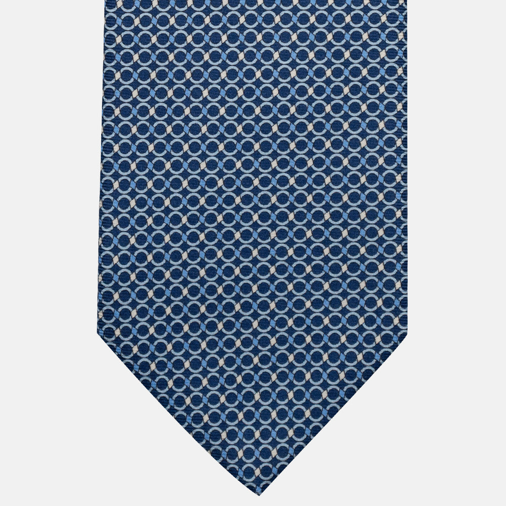 3-Fold Silk Tie, Chain Pattern, Light Blue - JA057080-1
