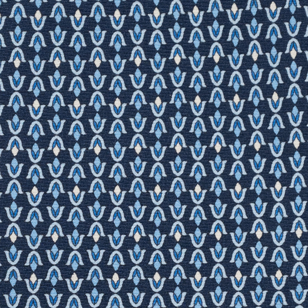 3-Fold Silk Tie, Floral Pattern, Light Blue - JA056338-1