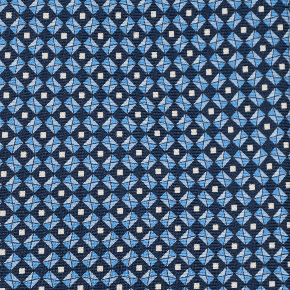 3-Fold Silk Tie, Geometric Pattern, Light Blue - JA055920-1