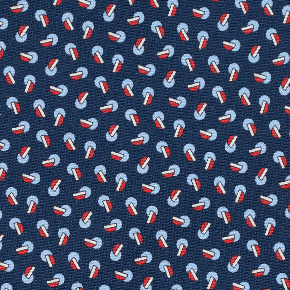 3-Fold Silk Tie, Micro Pattern, Blue and Red - JA056129-1