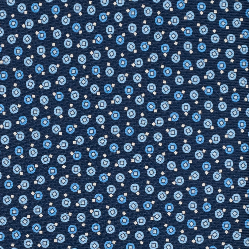3-Fold Silk Tie, Geometric Pattern, Light Blue - JA055946-1