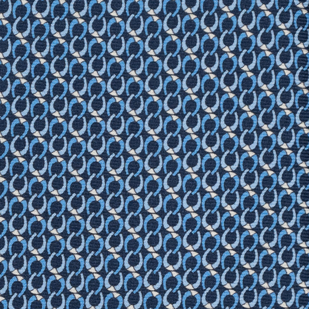 Cravatta 3 pieghe in Seta, Fantasia Concatenata, Blu Celeste - JC056339-1
