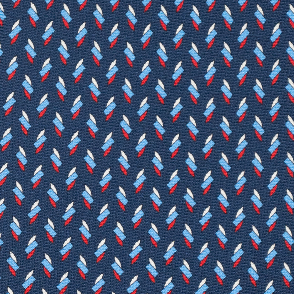 Cravatta 3 pieghe in Seta, Micro Fantasia, Blu Rosso - JC055938-1