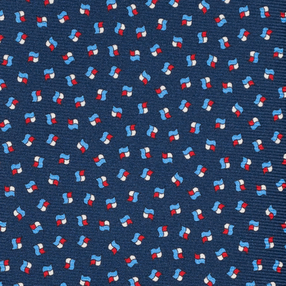 3-Fold Silk Tie, Micro Pattern, Blue and Red - JA056667-1