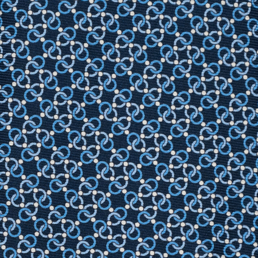 3-Fold Silk Tie, Chain Pattern, Light Blue - JA055937-1