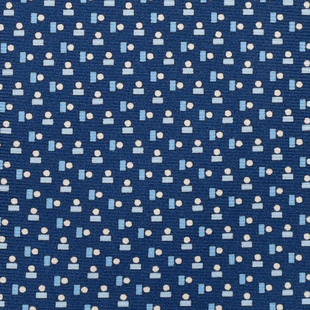 Cravatta 3 pieghe in Seta, Micro Fantasia, Azzurro - JC057248-1