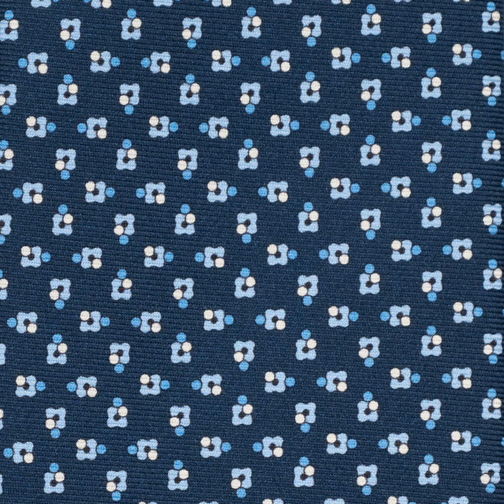 3-Fold Silk Tie, Floral Pattern, Light Blue - JA057247-1