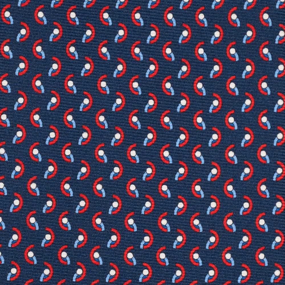 Cravatta 3 pieghe in Seta, Micro Fantasia, Blu Rosso - JC056131-1