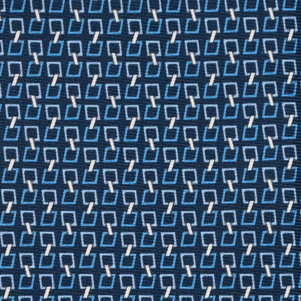3-Fold Silk Tie, Chain Pattern, Light Blue - JA057083-1
