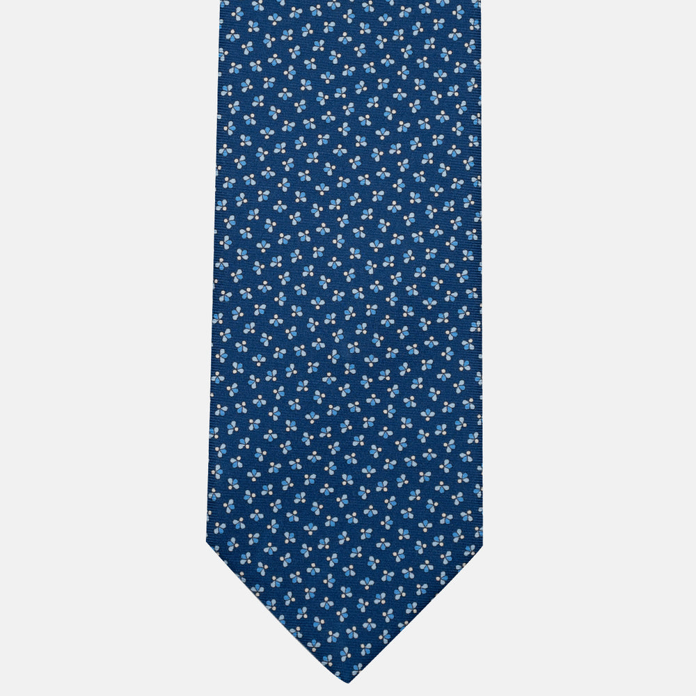 3-Fold Silk Tie, Bee Pattern, Light Blue - JA057246-1