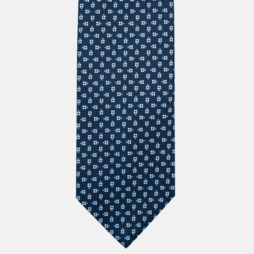 3-Fold Silk Tie, Floral Pattern, Light Blue - JA057247-1