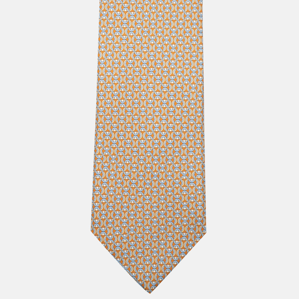 3-Fold Silk Tie, Geometric Pattern, Yellow - JA056334-1