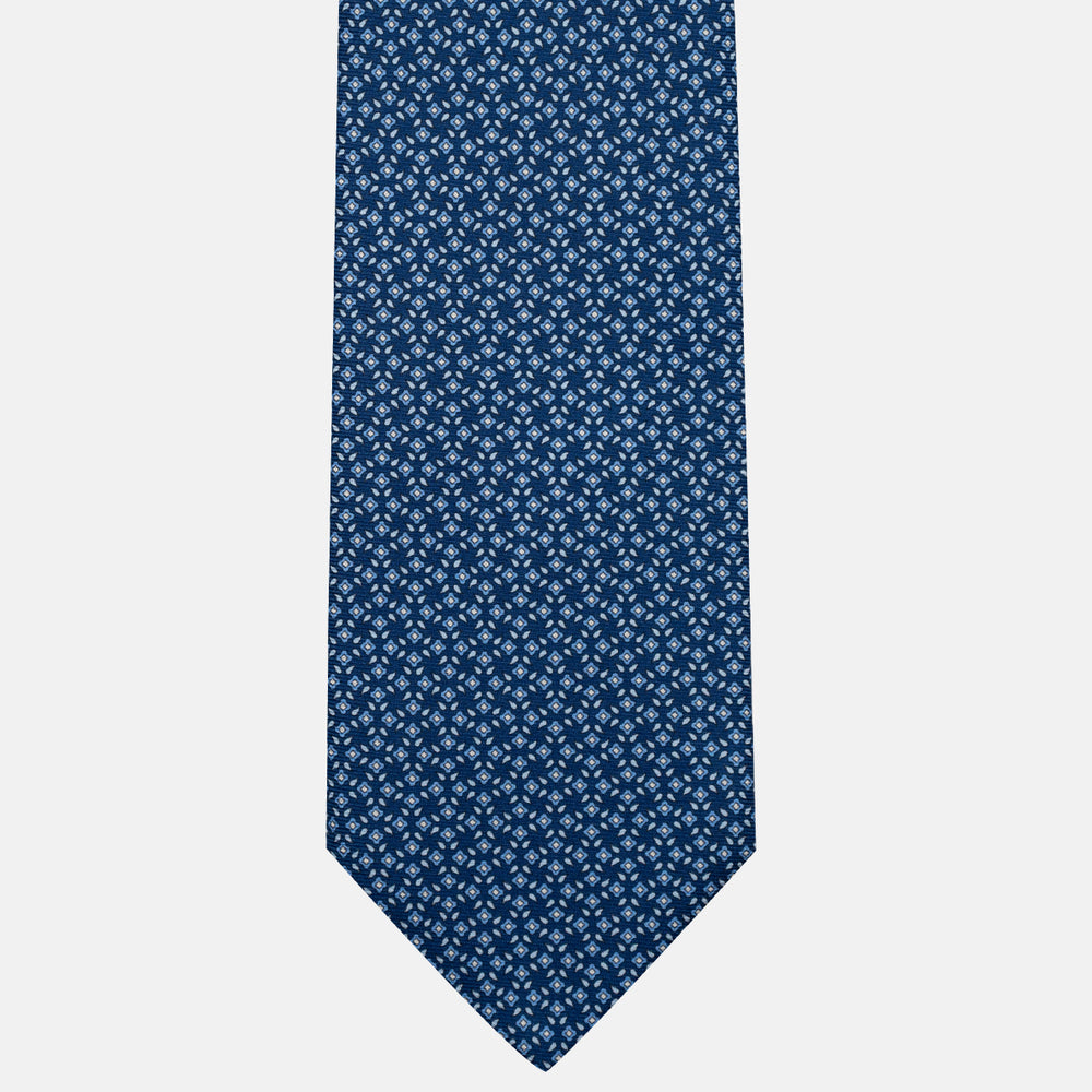 3-Fold Silk Tie, Floral Pattern, Light Blue - JA056130-1