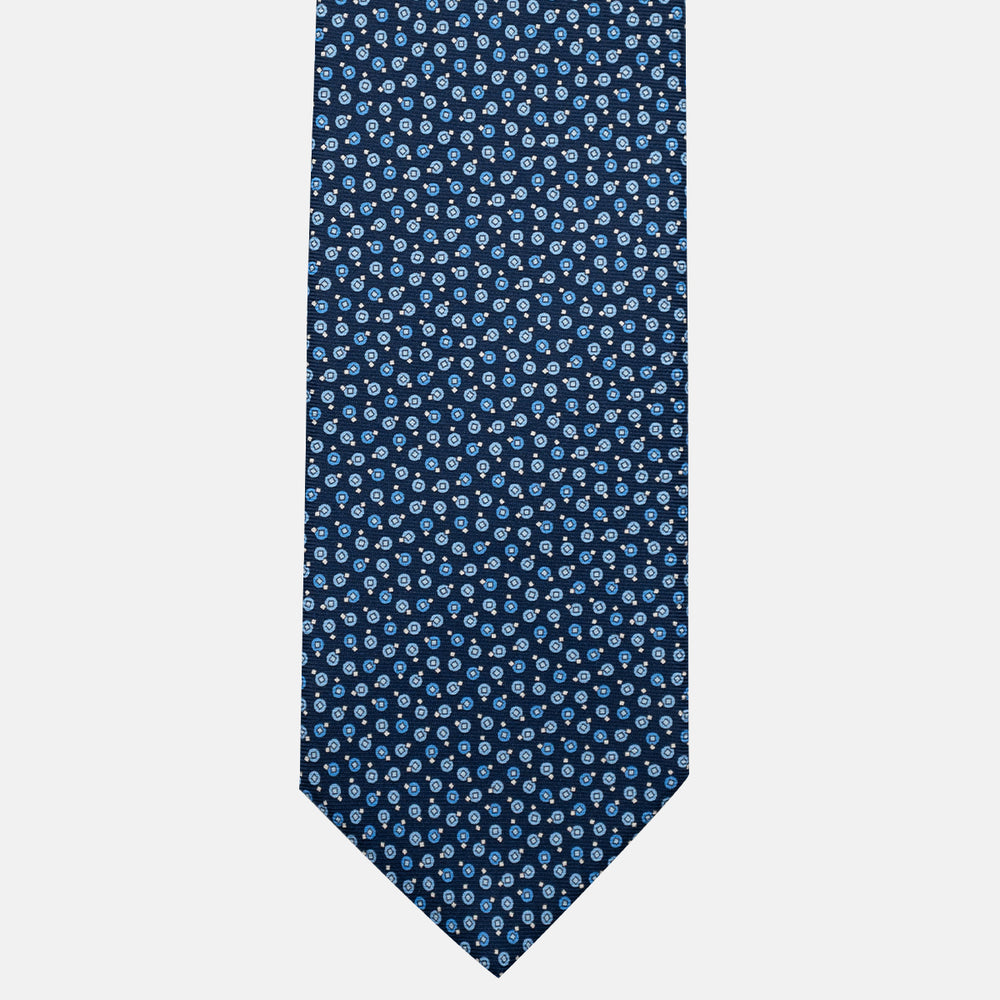 3-Fold Silk Tie, Geometric Pattern, Light Blue - JA055946-1