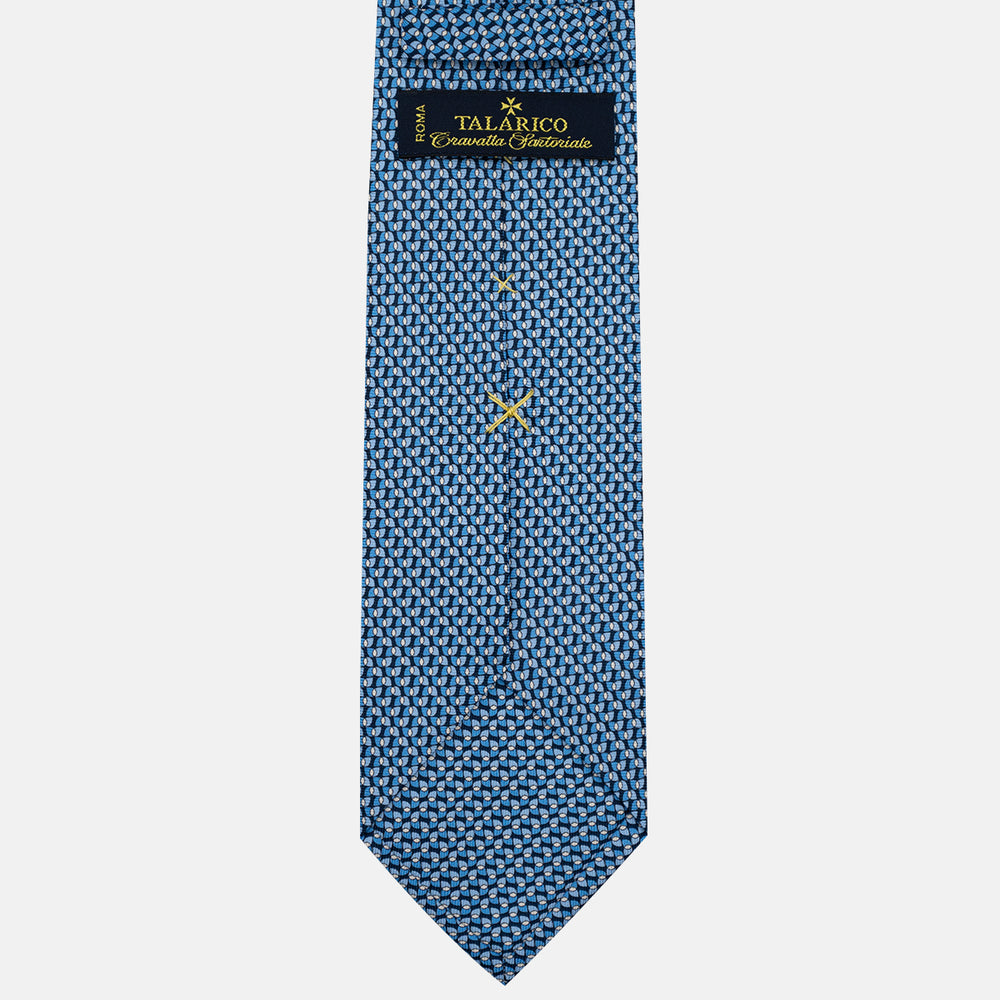 3-Fold Silk Tie, Geometric Pattern, Light Blue - JA056123-1
